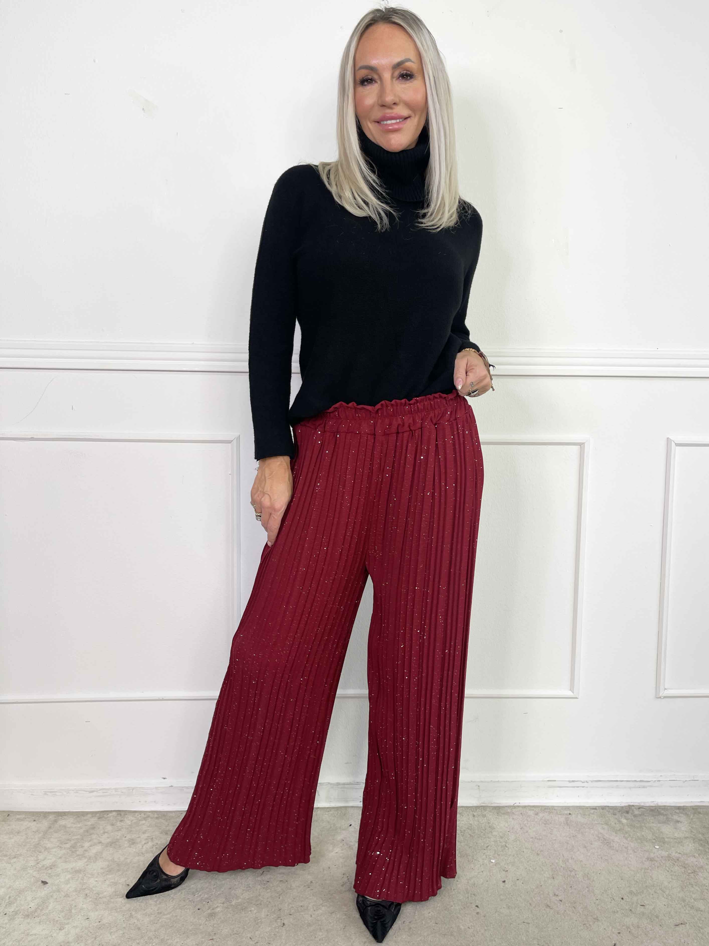 Pola Glitter - Plisserade löst sittande byxor med glitter